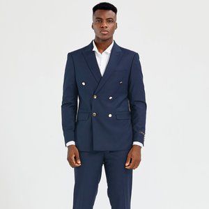 Tazio Skinny Fit Double-Breasted 2-Piece Suit, Navy